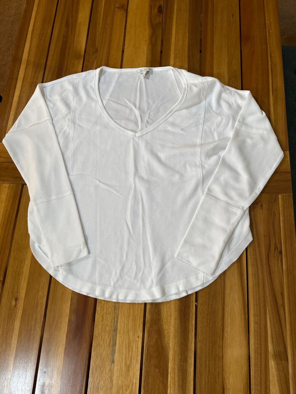 Lucky Brand Women’s White Waffle Knit Long Sleeve Top Size Large